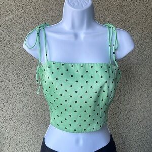 No.094 Zara Green and Black Polka Dot Crop Top